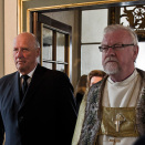 24 July:King Harald and Bishop Ole Christian Kvarme enter the Cathedral (Photo: Aleksander Andersen / Scanpix)